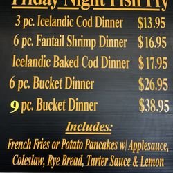 Friday Fish Fry menu