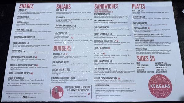Menu photo 1 Keagan's Irish Pub and Restaurant Virginia Beach, VA Menu photo 1 Keagan's Irish Pub and Restaurant Virginia Beach, VA