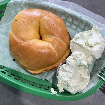 BB’s Bagels - Egg bagel with a side of scallion cream cheese and a side of the jalapeño cream cheese - Breakfast & Brunch Near Me - Alpharetta, Georgia BB’s Bagels - Egg bagel with a side of scallion cream cheese and a side of the jalapeño cream cheese - Breakfast & Brunch Near Me - Alpharetta, Georgia