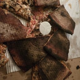 Extra large thin crust mushroom pizza