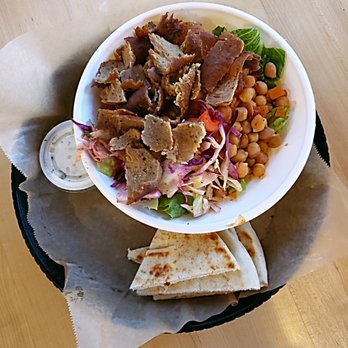 Jasmin and Olivz - Bowl with Gyro meat - Mediterranean Near Me - Raleigh, North Carolina