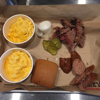 Dickey's Barbecue Pit - My 2 meat plate at Dickeys. Is this a sample plate?! I don't think this is worth $16.68... - American Near Me - Duarte, California