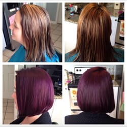 This was the second time she did my hair and I picked a purple red color.