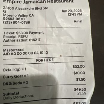 Empire Jamaican Restaurant - Just a SUGGESTION When you call people for their food don't tie bag up before opening container an showing customer their order - Caribbean Near Me - Moreno Valley, California Empire Jamaican Restaurant - Just a SUGGESTION When you call people for their food don't tie bag up before opening container an showing customer their order - Caribbean Near Me - Moreno Valley, California