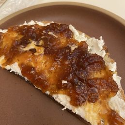 Sourdough toast with goat cheese and jam