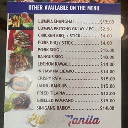 Little Manila Grill & Restaurant - Menu