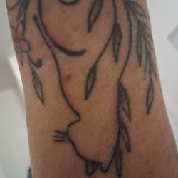 Liberty Tattoo - This one is upside down , it's a cat and Anthony gave me this tattoo.