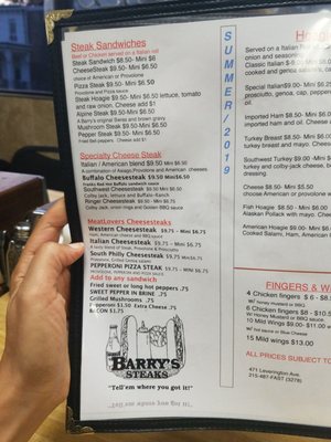 Menu photo 4 Barry's Steaks Philadelphia, PA