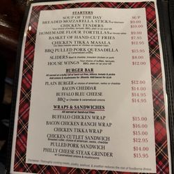 Scottish Dave's Pub - Menu