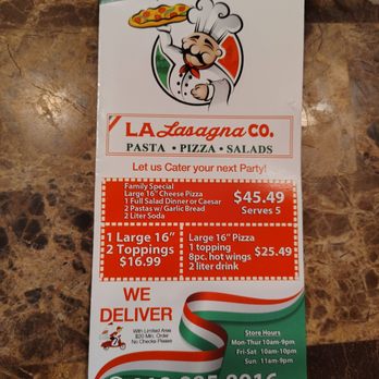LA Lasagna - Menu as of 09/08/2025 - Italian Near Me - Northridge, California LA Lasagna - Menu as of 09/08/2025 - Italian Near Me - Northridge, California