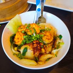 Handmade Oil-Drizzled Noodles with shrimp