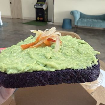 Kape Roasters - Avocado toast on ube bread with pickled veggies - Coffee Roasteries Near Me - Laguna Niguel, California