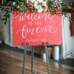 Kreative Blends Calligraphy Studio - Welcome sign for terracotta themed wedding