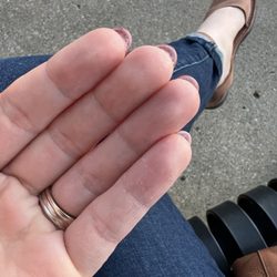 Luxy Nails Salon - Residue from soaked off dip manicure still left on my hands