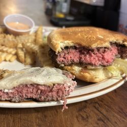 Willow Creek Cafe & Saloon - Two raw burgers