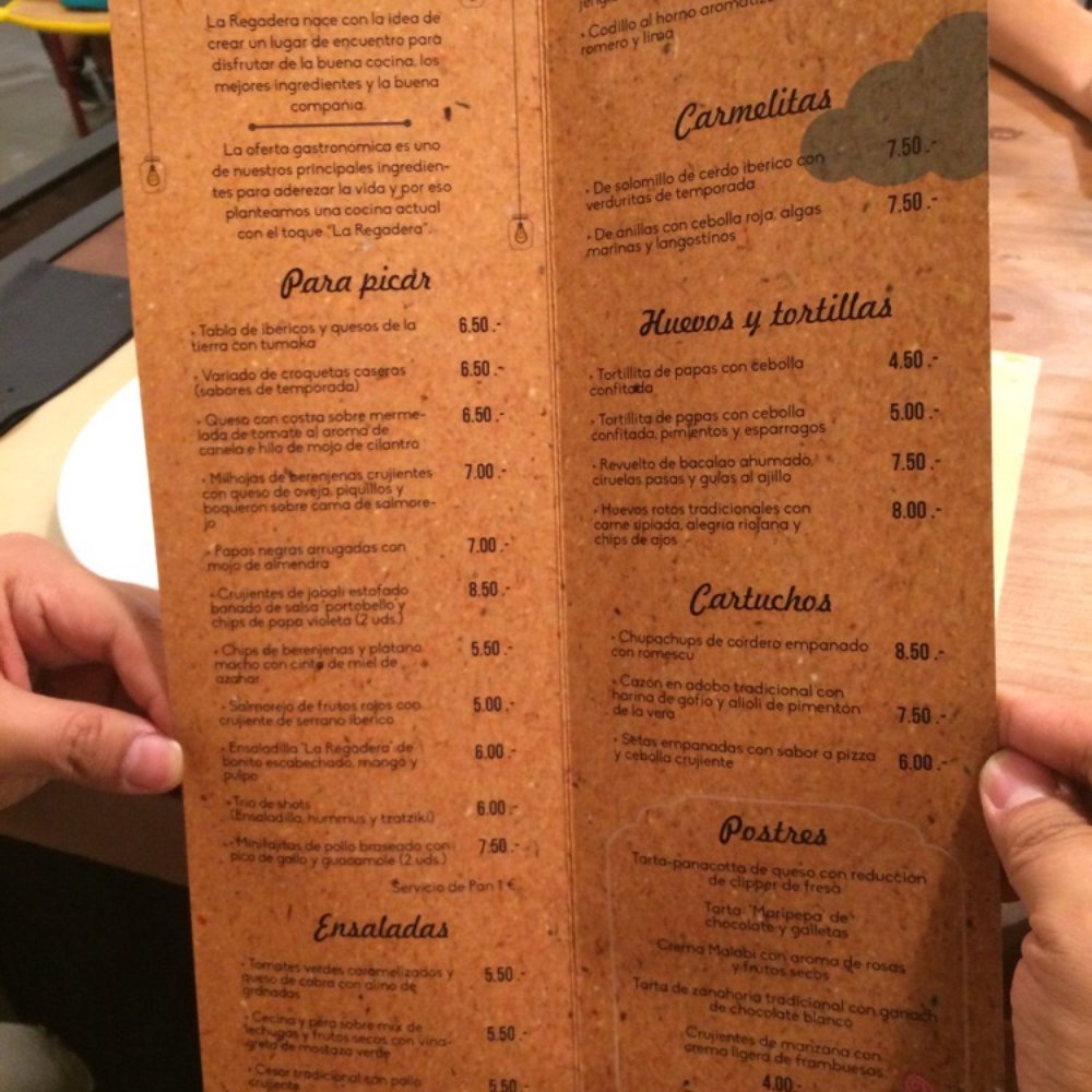 La Regadera - Menu - Tapas/Small Plates Near Me - Las Palmas de Gran Canaria, GC