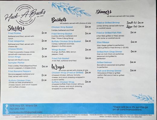 Menu photo 2 Huck A Buck's Wrens, GA Menu photo 2 Huck A Buck's Wrens, GA
