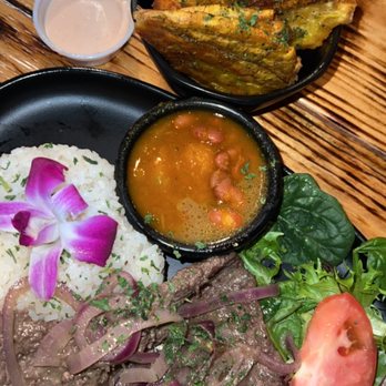 El Pilón Loko Restaurant - I had the lunch special white rice, steak with grilled onions & red beans,salad for just $10 DELICIOUS!! - Puerto Rican Near Me - Winter Haven, Florida