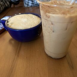 Honey cinnamon iced latte and hot caramel latte Honey cinnamon iced latte and hot caramel latte