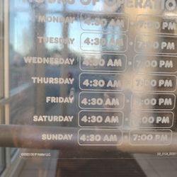 Dunkin' - Posted hours @ DD/ Springville NY