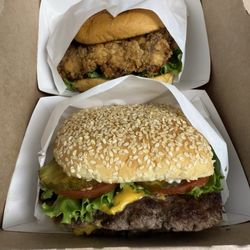 Marty's - Crispy Chicken Sandwich and Single Cheeseburger