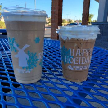 Dutch Bros Coffee - Candy Cane Freeze and a Hazelnut Truffle Mocha - Coffee & Tea Near Me - Gilbert, Arizona