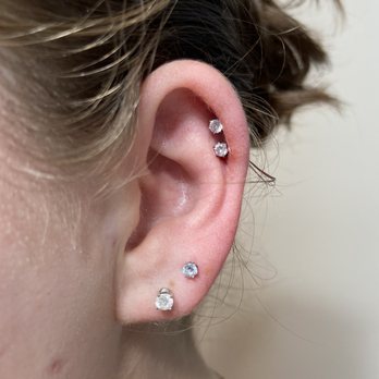 Get My Point Body Piercing - Double helix and second lobe piercing right after they were done - Piercing Near Me - Dana Point, California