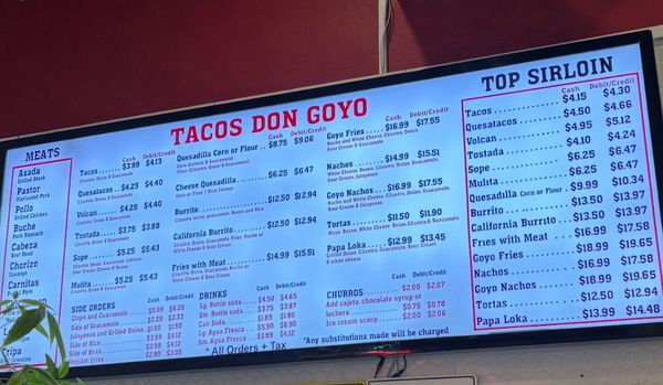 Menu photo 2 Tacos Don Goyo Brea Brea, CA