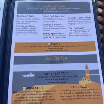 The Beach Club - Menu - American Near Me - La Pointe, Wisconsin The Beach Club - Menu - American Near Me - La Pointe, Wisconsin
