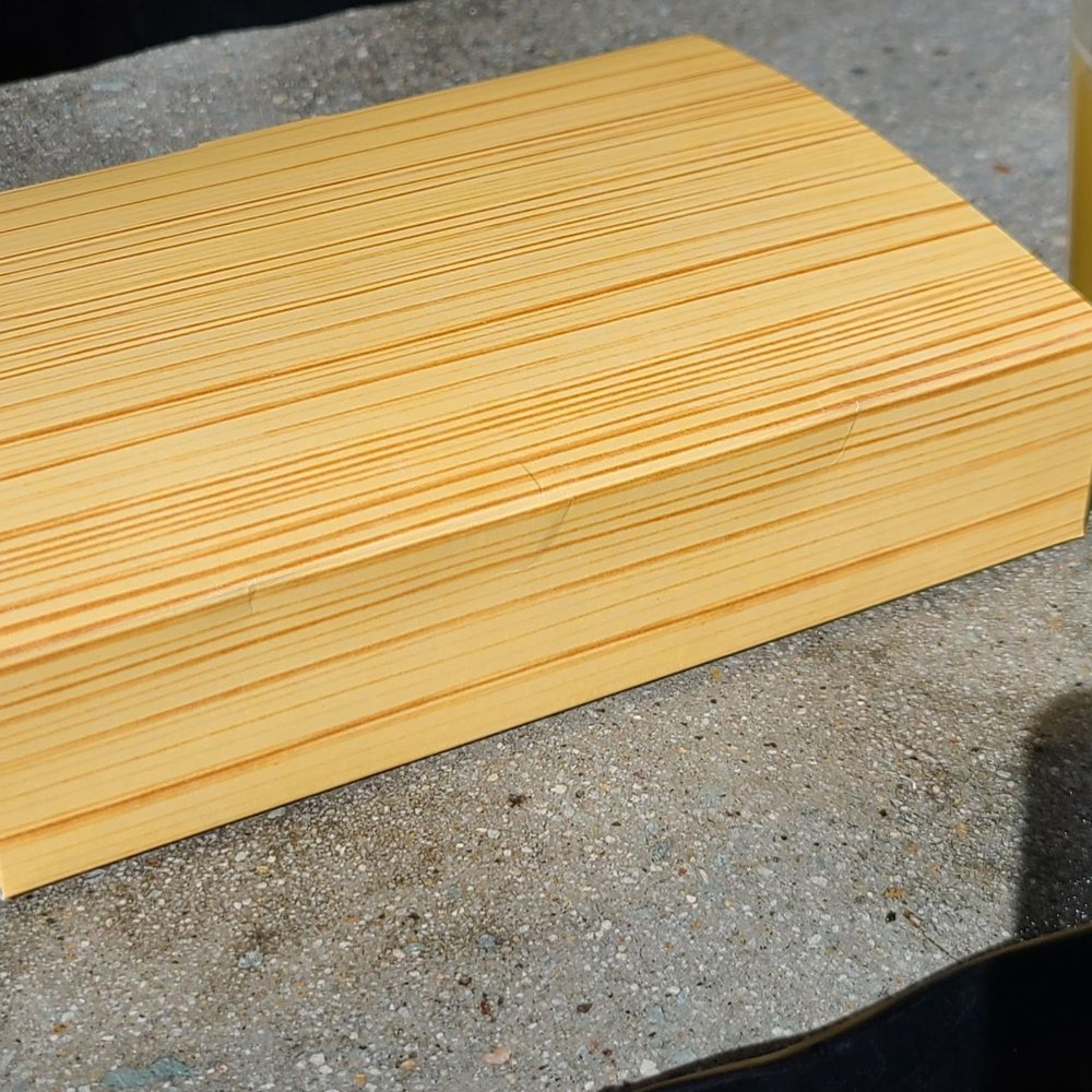 Underbelly - Cute faux wood to-go box for leftovers - Ramen Near Me - San Diego, California Underbelly - Cute faux wood to-go box for leftovers - Ramen Near Me - San Diego, California