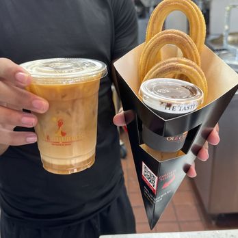 Ole Churros - 3 piece combo with Spanish chocolate and ice coffee - Spanish Near Me - Paradise, Nevada Ole Churros - 3 piece combo with Spanish chocolate and ice coffee - Spanish Near Me - Paradise, Nevada