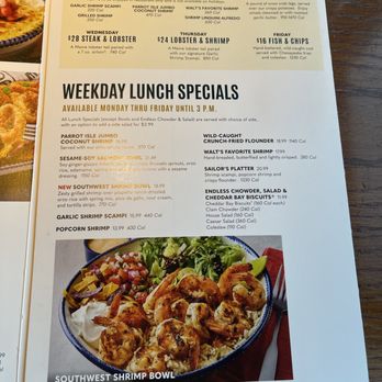 Red Lobster - Daily Deals and Weekday Lunch Specials menu at Red Lobster in Vallejo. - Seafood Near Me - Vallejo, California