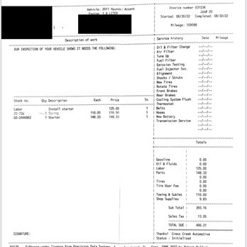 Cress Creek Automotive - Final invoice. - Tires Near Me - Aurora, Illinois Cress Creek Automotive - Final invoice. - Tires Near Me - Aurora, Illinois