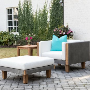 Brooks Outdoor - Catalina Lounge Chair and Ottoman w/Teak Accents - Outdoor Furniture Stores Near Me - Whittier, California