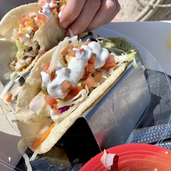 Maggie's Blue Rose - Fish tacos, delicious! Comes with rice and beans, YUM! - Mexican Near Me - Avalon, California Maggie's Blue Rose - Fish tacos, delicious! Comes with rice and beans, YUM! - Mexican Near Me - Avalon, California