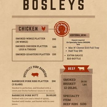 Bosleys BBQ - Menu and prices - Caterers Near Me