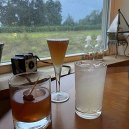 Old fashioned, coffee drink, aquaviet mule.