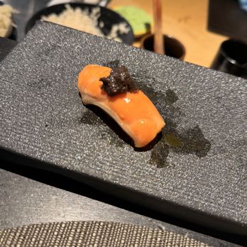 Kimyo Omakase - Salmon topped with truffle - Sushi Bars Near Me - Brooklyn, New York Kimyo Omakase - Salmon topped with truffle - Sushi Bars Near Me - Brooklyn, New York