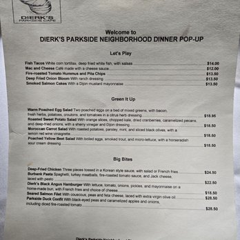 Dierk's Parkside Cafe - Pop up Dinner Menu - Breakfast & Brunch Near Me - Santa Rosa, California Dierk's Parkside Cafe - Pop up Dinner Menu - Breakfast & Brunch Near Me - Santa Rosa, California