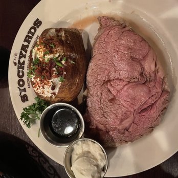 Stockyards Restaurant - Prime Rib, horseradish cream sauce, au jus and a loaded potato! - Steakhouses Near Me - Phoenix, Arizona Stockyards Restaurant - Prime Rib, horseradish cream sauce, au jus and a loaded potato! - Steakhouses Near Me - Phoenix, Arizona
