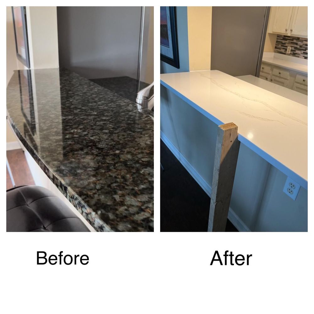 New Era Stone Designs - So happy I couldn't wait till the counter was completely ready to remove the brace so forgive the 2x4. - Countertop Installation Near Me - Haverhill, Massachusetts New Era Stone Designs - So happy I couldn't wait till the counter was completely ready to remove the brace so forgive the 2x4. - Countertop Installation Near Me - Haverhill, Massachusetts