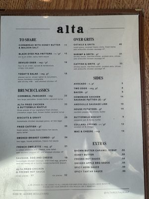 Menu photo 1 Alta West Adams Los Angeles, CA