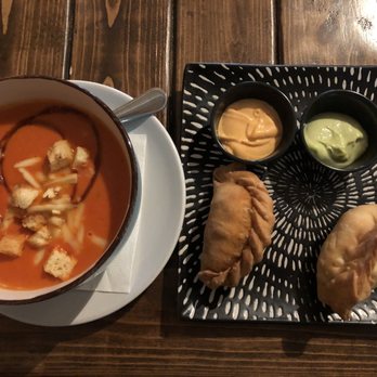 Author's Kitchen + Bar - Tomato Havarti soup, chicken sriracha empanada, Greek empanada (special) - Bars Near Me - Appleton, Wisconsin