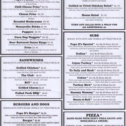 Papa D's - Menu of greatness!