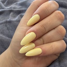 Russian Mani with Gel X 51 Yellow Russian Mani with Gel X 51 Yellow