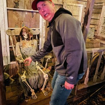 Millers Thrillers - Me with a friendly skeleton. These are a few photo opps before you go in. it's actually more scary inside. - Haunted Houses Near Me - Columbia, Tennessee Millers Thrillers - Me with a friendly skeleton. These are a few photo opps before you go in. it's actually more scary inside. - Haunted Houses Near Me - Columbia, Tennessee