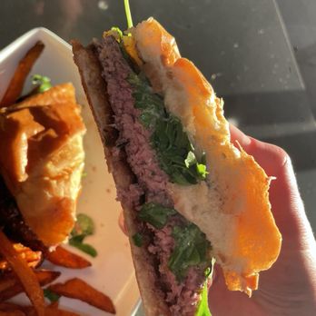 Tower Tap & Grill - Bison Burger asked for rare - Salad Near Me - Denver, Colorado