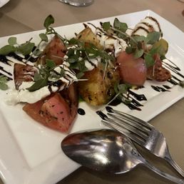 Heirloom tomato salad with burrata cheese, balsamic vinegar and pesto. I could have eaten 10 plates of this! Heirloom tomato salad with burrata cheese, balsamic vinegar and pesto. I could have eaten 10 plates of this!