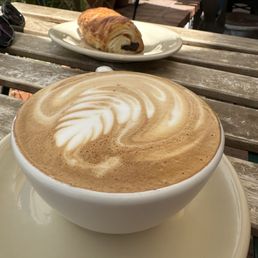 Cappuccino and chocolate croissant