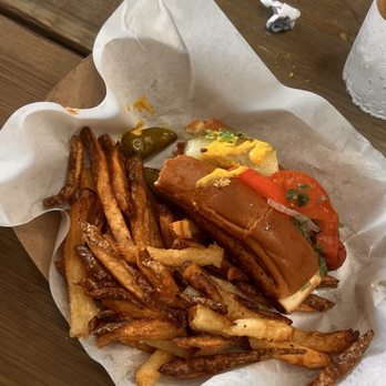 Local Dogs - chicago dog, too good i couldn't wait to take a bite !!!! - Hot Dogs Near Me - Galveston, Texas Local Dogs - chicago dog, too good i couldn't wait to take a bite !!!! - Hot Dogs Near Me - Galveston, Texas